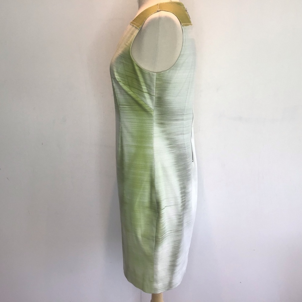 Elie Tahari v neck sleeveless mesh shoulder watercolor print sheath Dres… - Picture 8 of 10